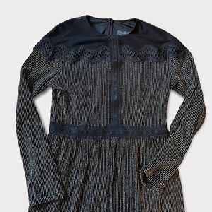 Front Row by Sara and Goldy Metallic Striped and Lace Dress Sz S